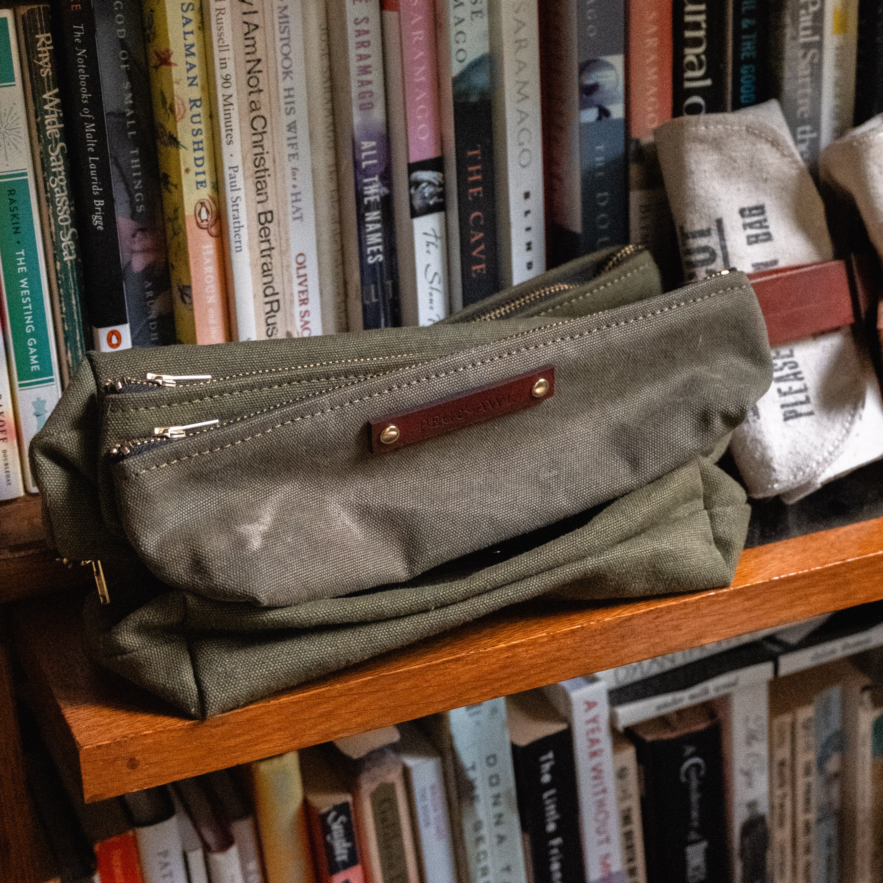 Drafter Pouch with Vintage Military Duffle Bag: Elmer