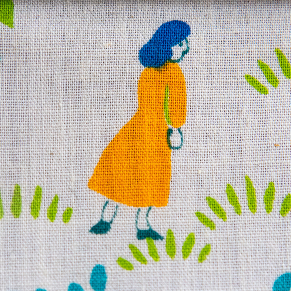 Scholar Pouch with Mid-Century Cotton Print: Eddie
