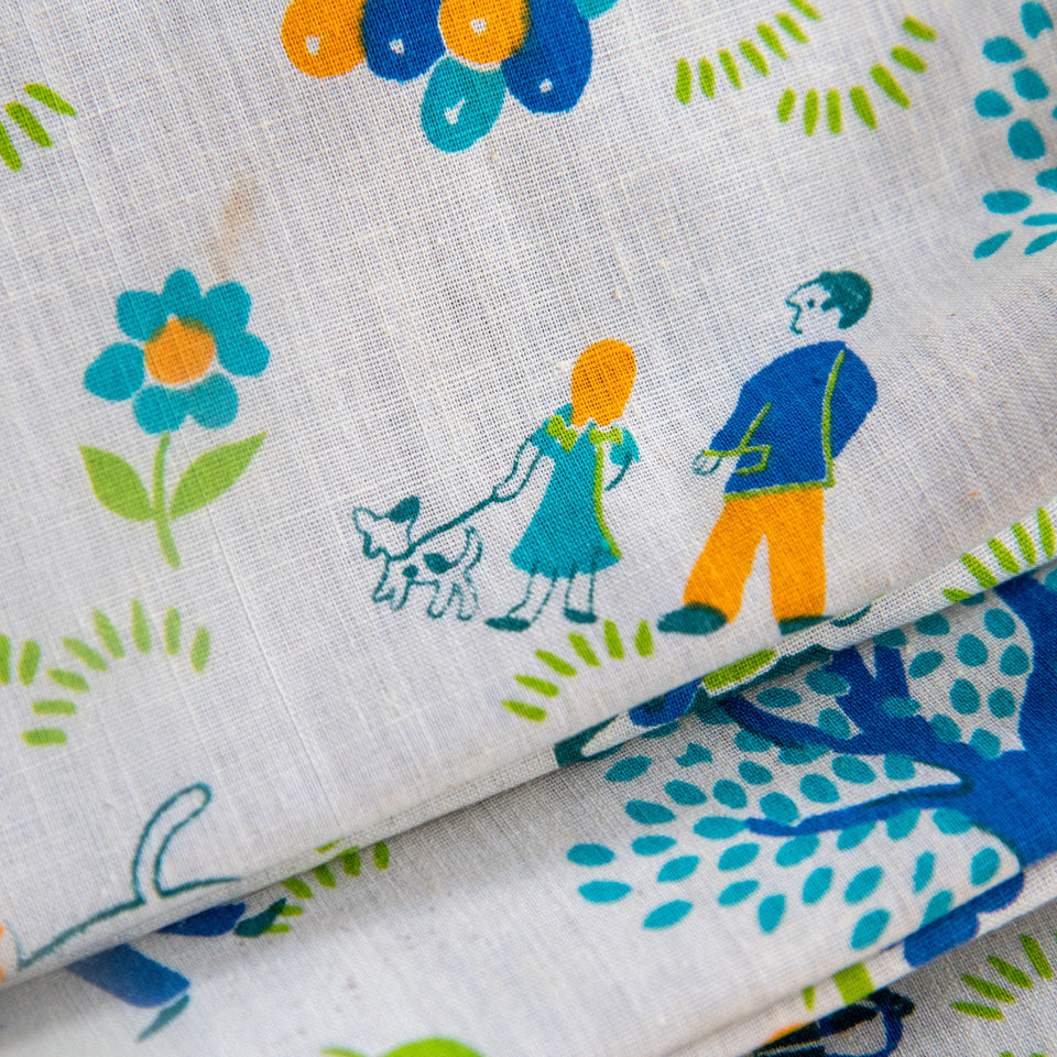 Scholar Pouch with Mid-Century Cotton Print: Eddie